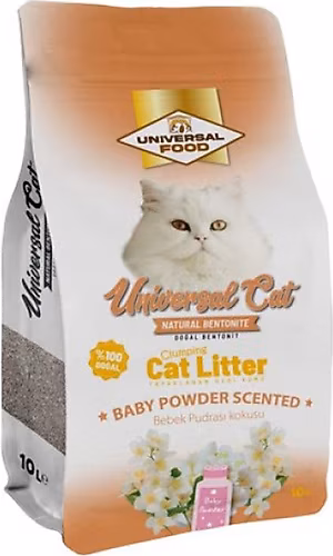 Universal Food Bebek Pudrası Kokulu 10 lt Bentonit Kedi Kumu